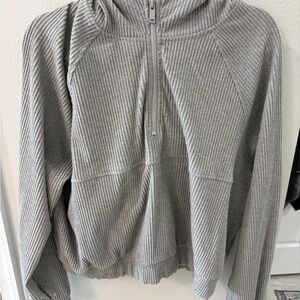 Zella Gray Ribbed Women's Cowl Neck Sweater
